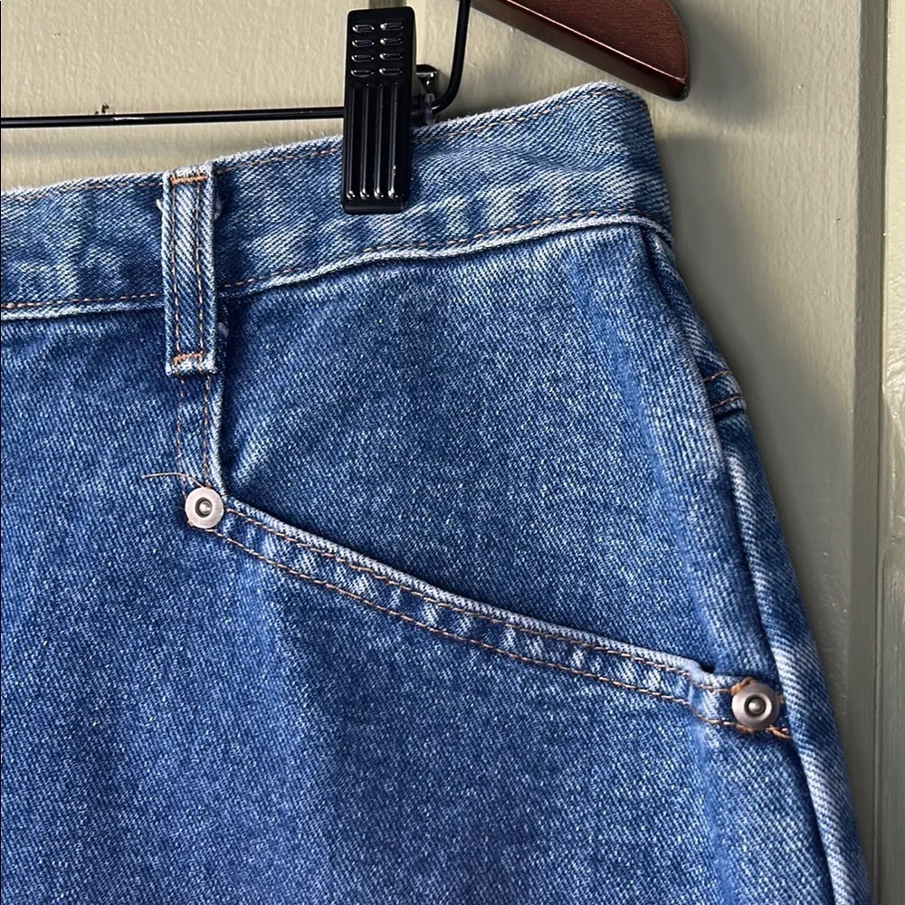 Vintage 90s USA Made Denim Midi Skirt Women 16 High Rise Blue Jean Skirt Normcor